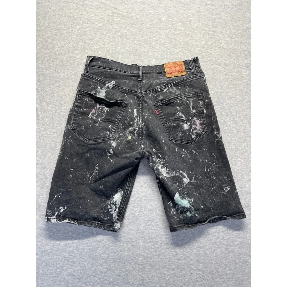 Levi's 509 Jean Shorts Mens 34W Dark Gray Denim Splatter Paint Cotton Everyday